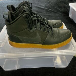Nike Dark Green High-Tops with Yellow Sole